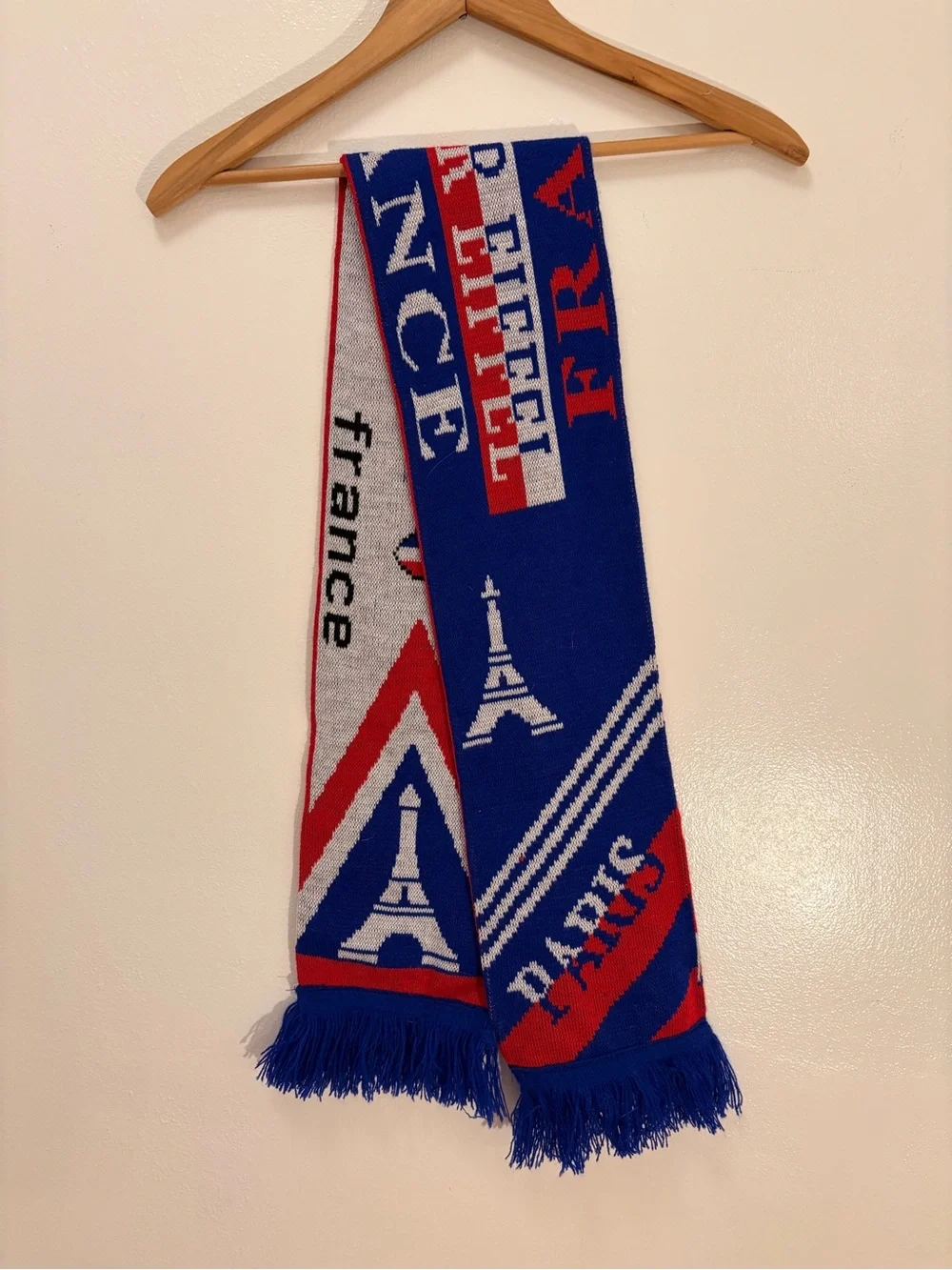 Tour de France Blue & Red France Souvenir Scarf Paris Eiffel Tower